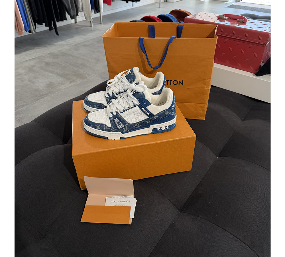 Louis Vuitton LV Trainer Monogram Denim White Blue (USADO) - 41