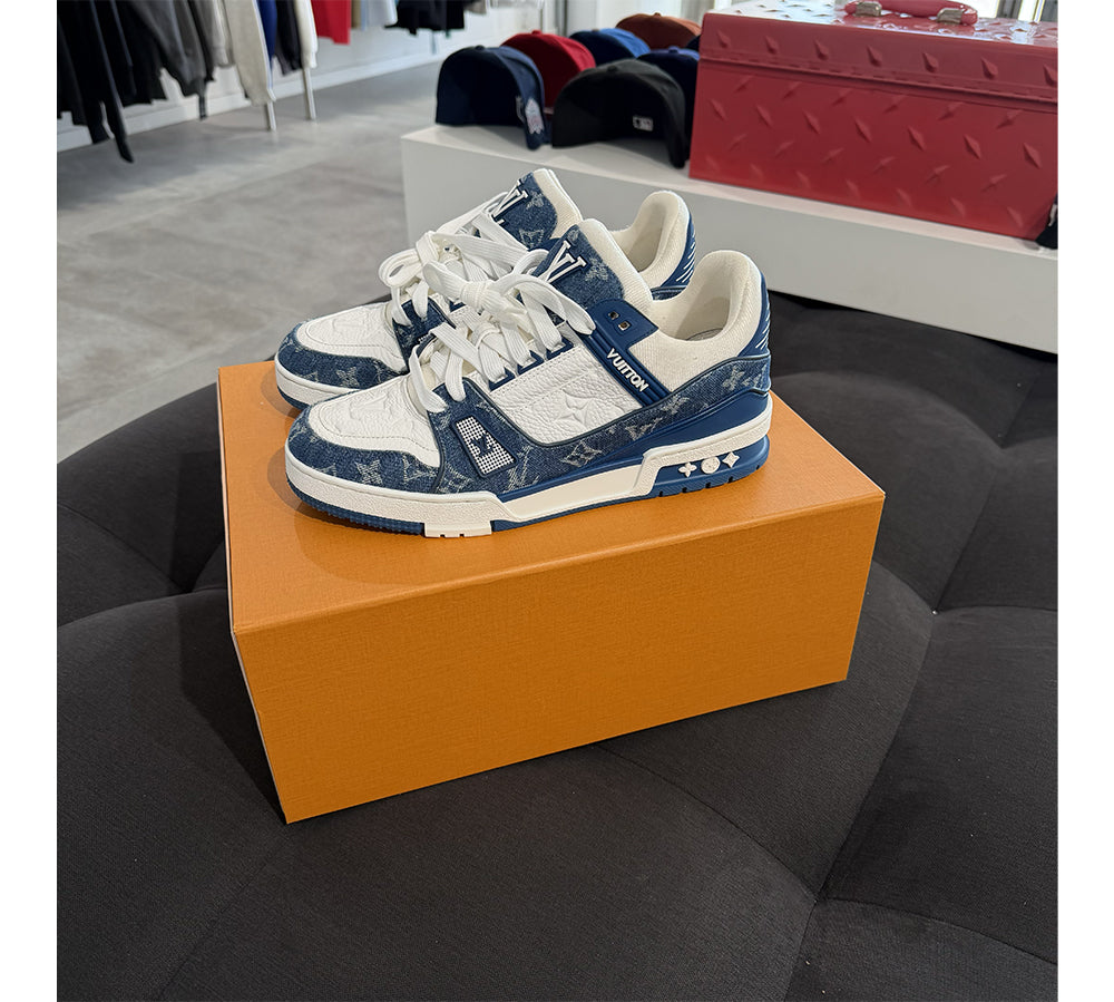 Louis Vuitton LV Trainer Monogram Denim White Blue (USADO) - 41