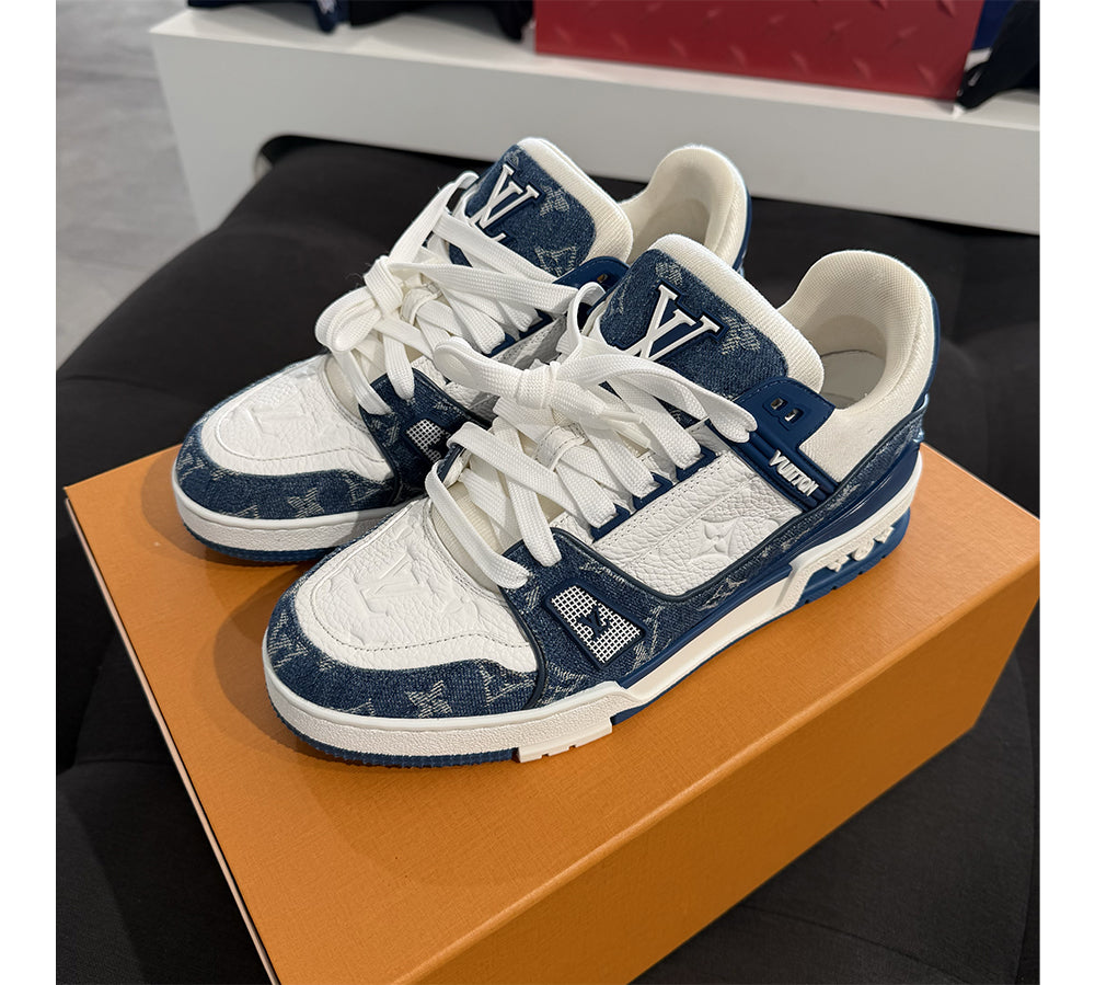 Louis Vuitton LV Trainer Monogram Denim White Blue (USADO) - 41