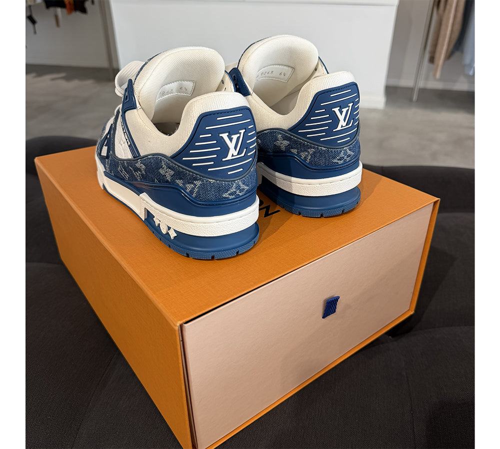 Louis Vuitton LV Trainer Monogram Denim White Blue (USADO) - 41