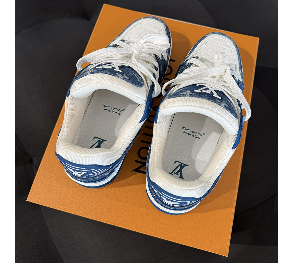 Louis Vuitton LV Trainer Monogram Denim White Blue (USADO) - 41