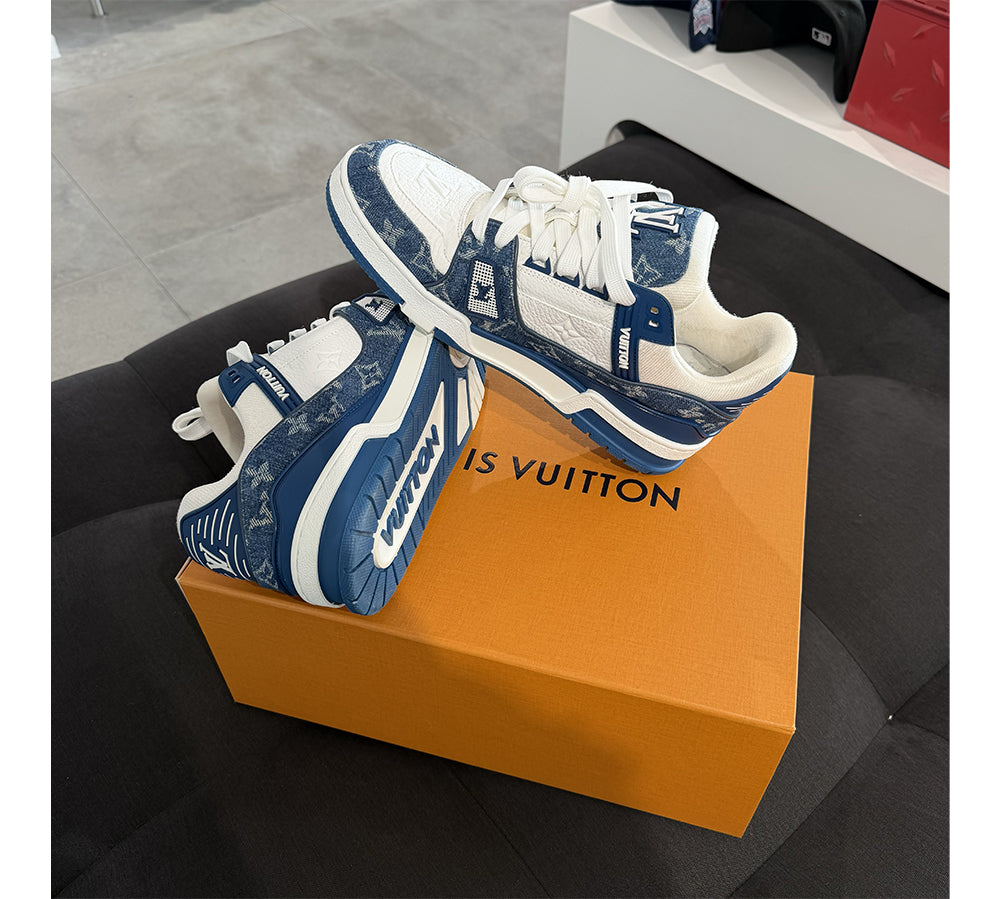 Louis Vuitton LV Trainer Monogram Denim White Blue (USADO) - 41