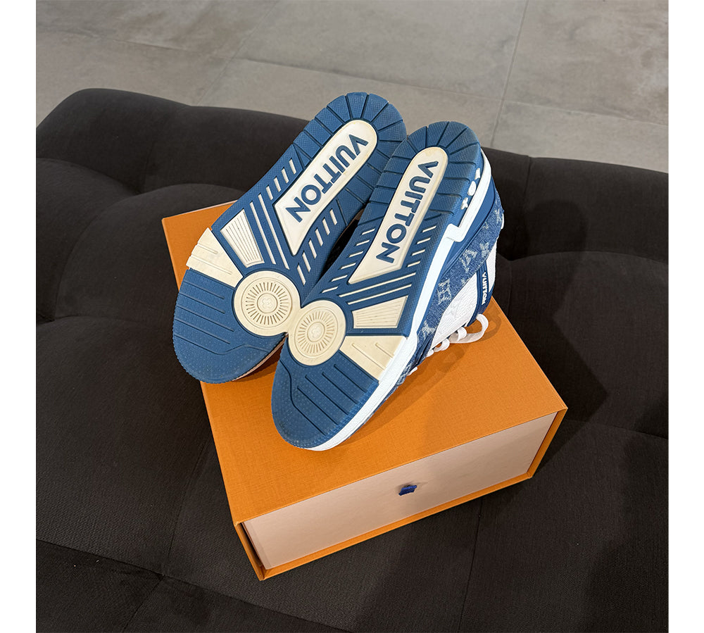 Louis Vuitton LV Trainer Monogram Denim White Blue (USADO) - 41