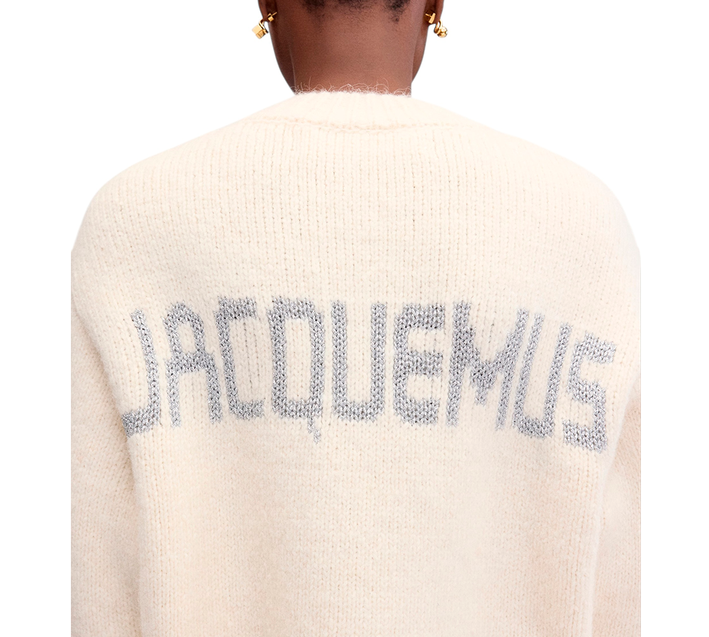JACQUEMUS The Pavane knit Jacquard logo sweater - White