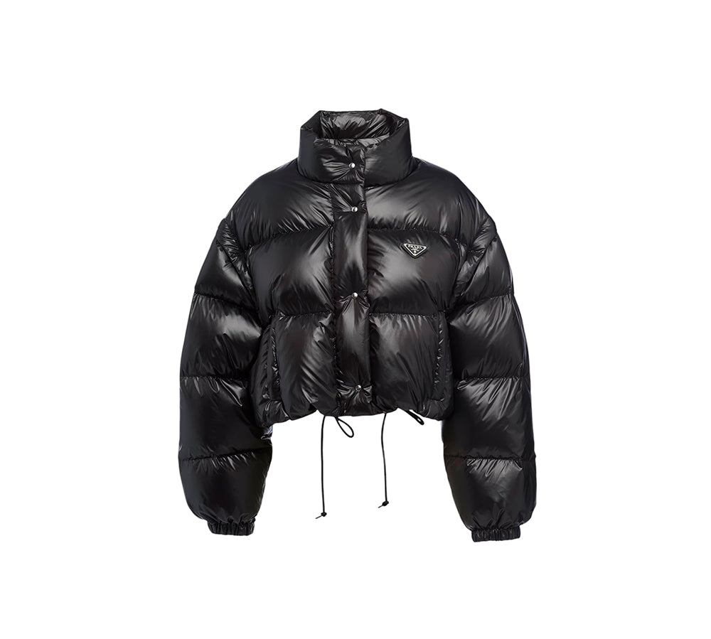 Prada Re-Nylon cropped convertible down jacket (USED) - Black