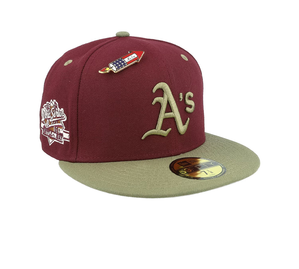 New Era Oakland Athletics World Series 1989 Side Patch Trail Mix - Burgundy / Walnut