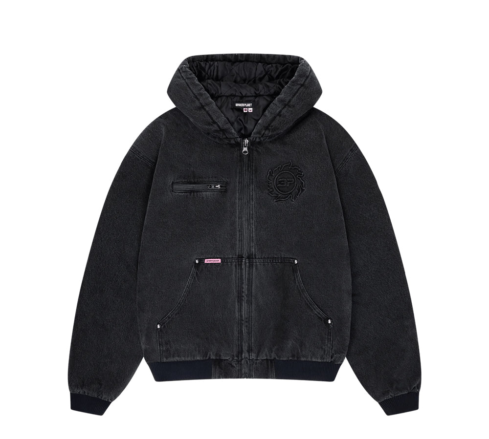 Broken Planet Denim Workwear Jacket - Washed Midnight Black