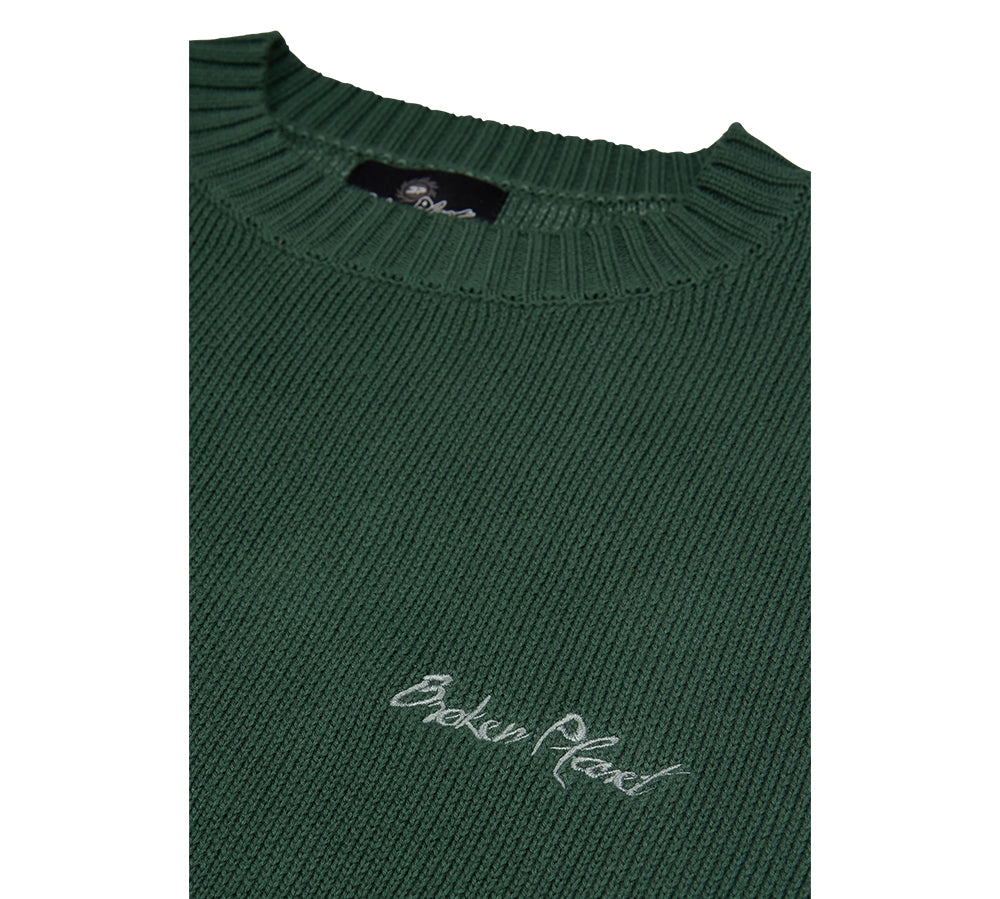 Broken Planet Knit Sweater - Forest Green