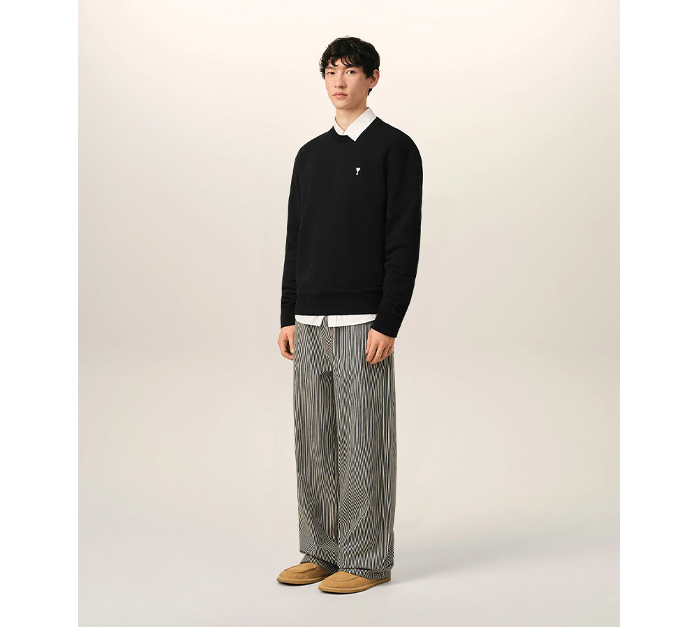 Ami Paris Ami De Coeur Cotton Crewneck - Black
