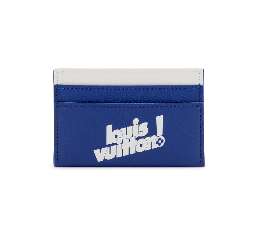 Virgil Abloh Cowhide Everyday LV Double Card Holder - Blue and White