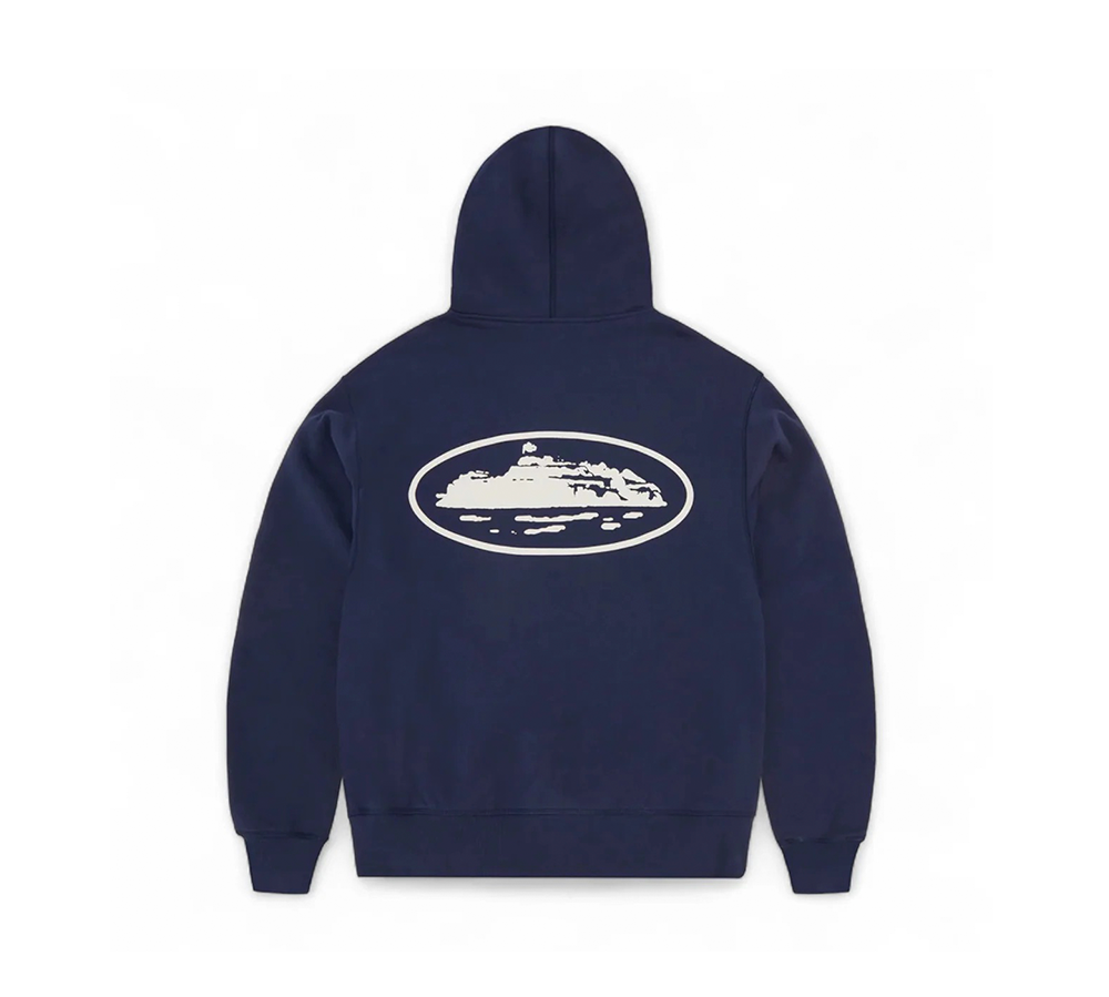 Corteiz Island Puff Print Zip Hoodie - Navy