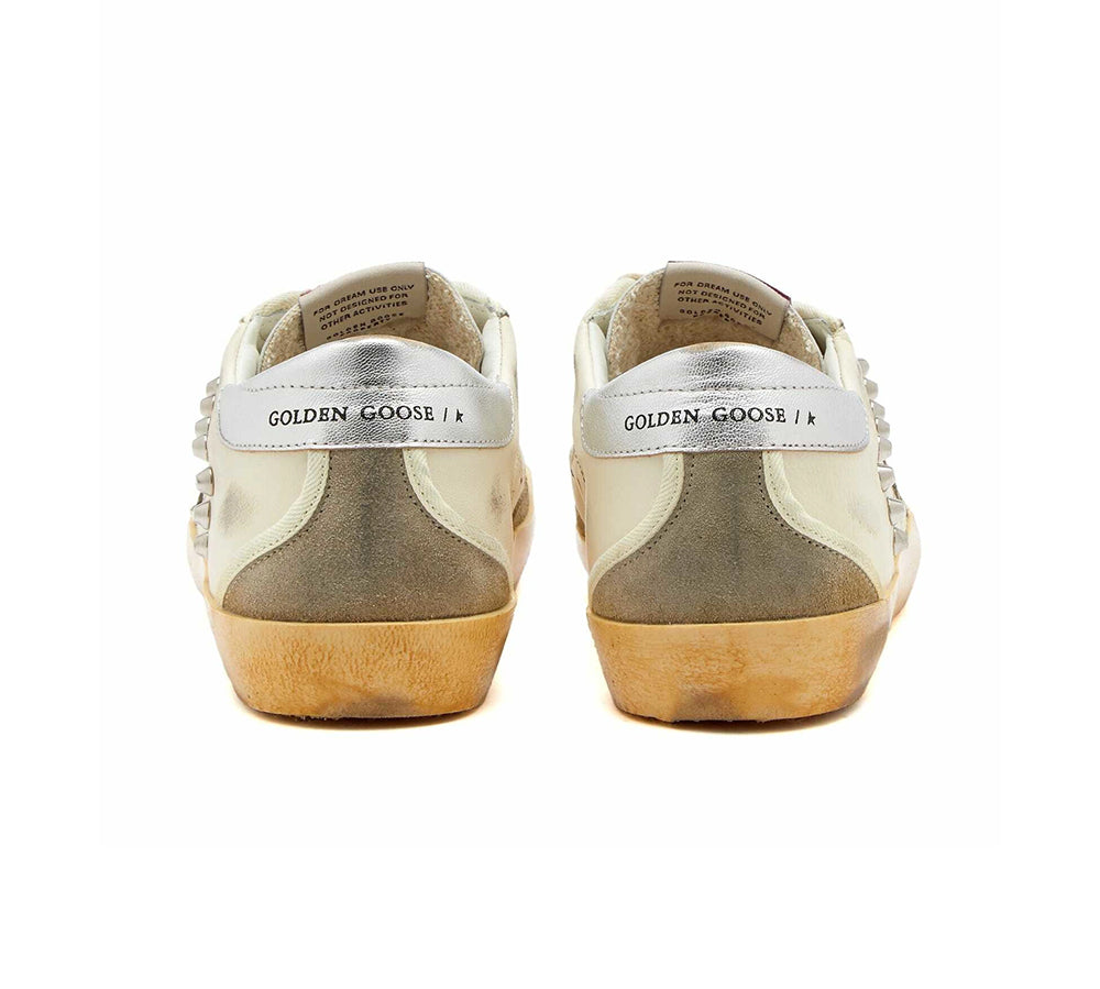 Golden Goose Super-Star - Studded Beige Taupe Silver