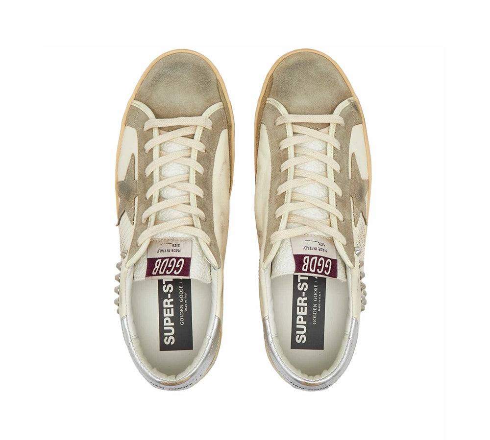 Golden Goose Super-Star - Studded Beige Taupe Silver