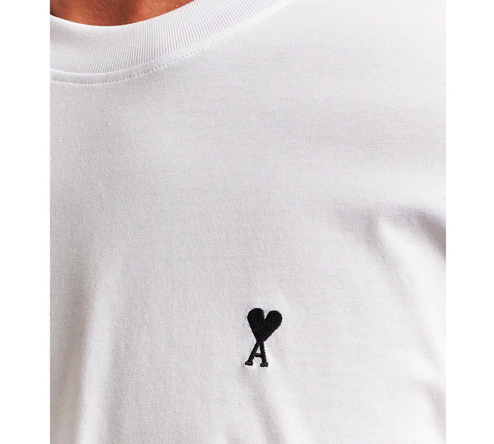 Ami Paris Small Black Ami De Coeur T-shirt- White