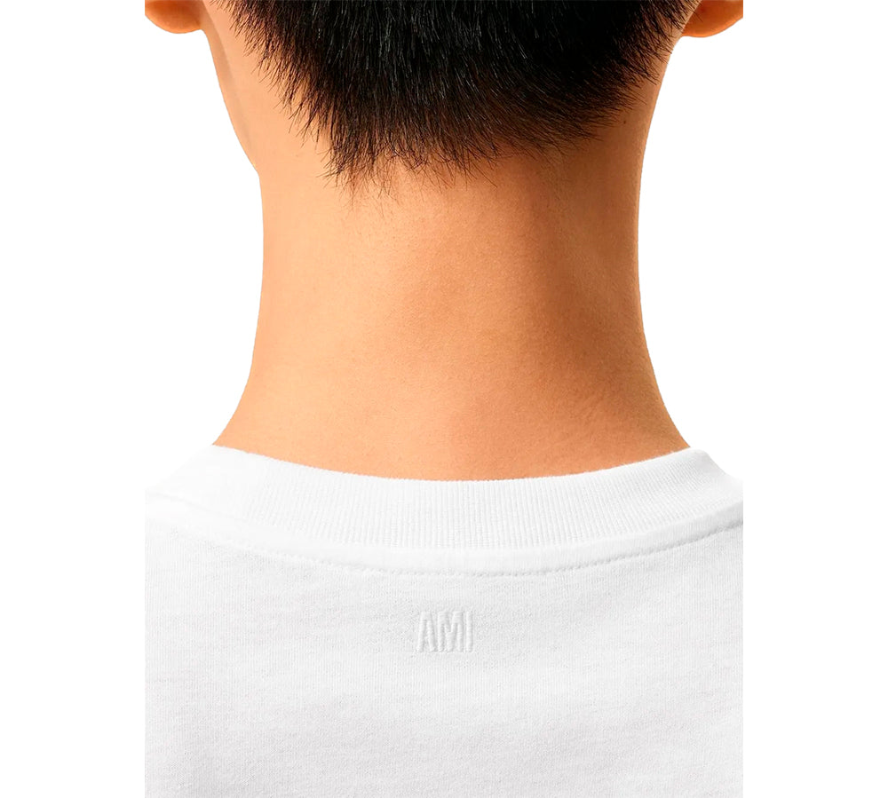 Ami Paris Small Black Ami De Coeur T-shirt- White