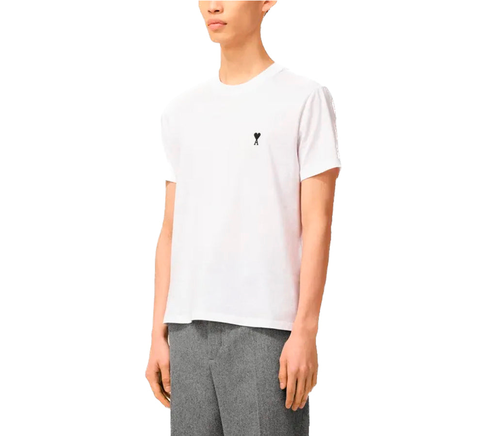 Ami Paris Small Black Ami De Coeur T-shirt- White