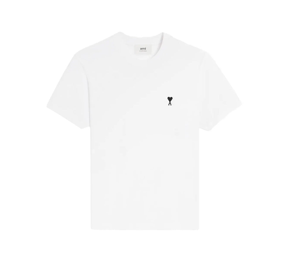 Ami Paris Small Black Ami De Coeur T-shirt- White