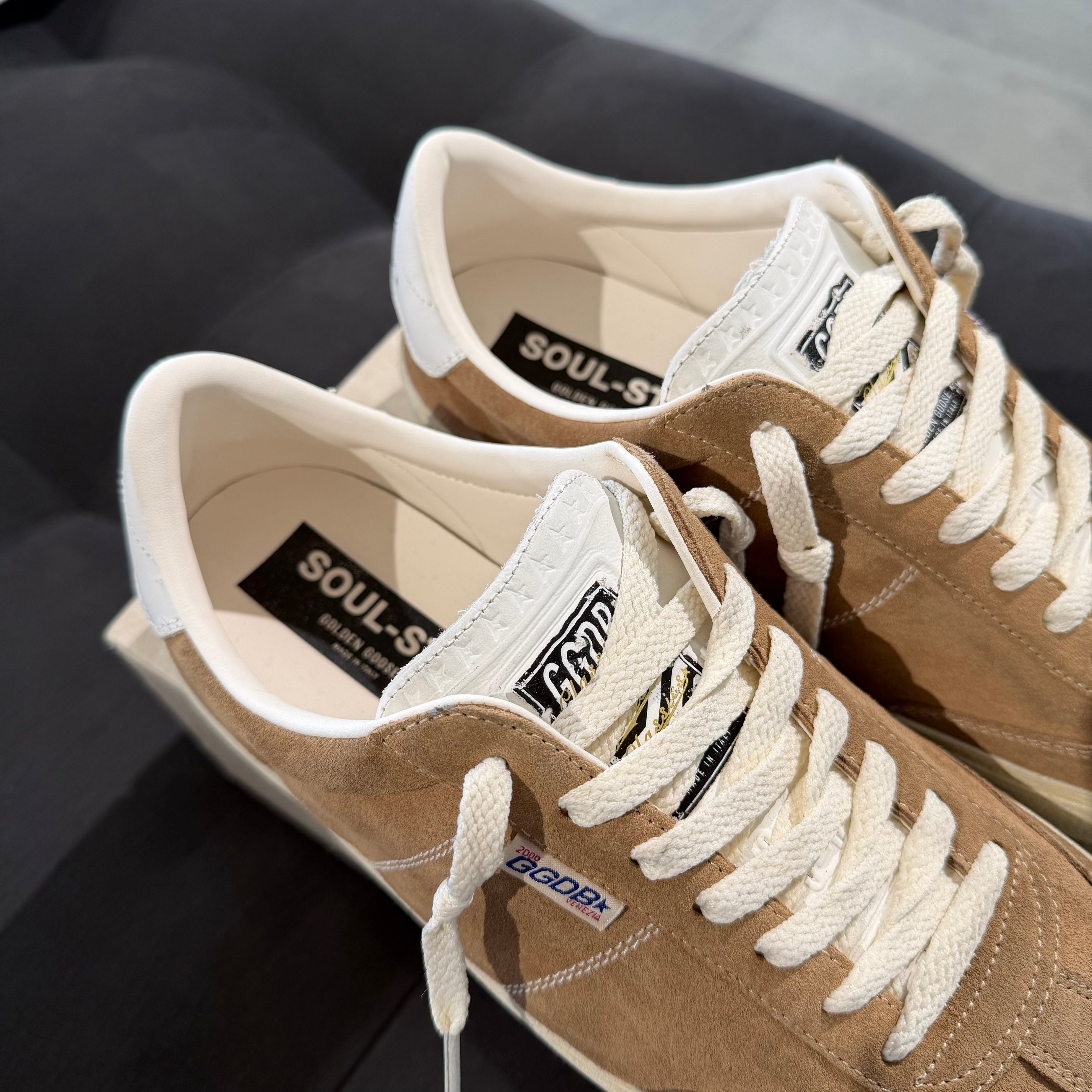 Golden Goose Soul Star Leather Sneaker - Tobacco, White & Milk