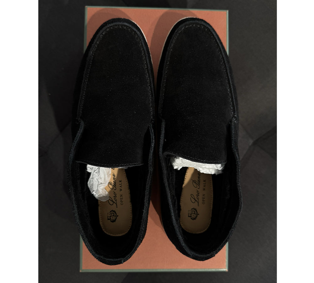 Loro Piana Open Walk Ankle Boot Suede Black (USADO) - 41
