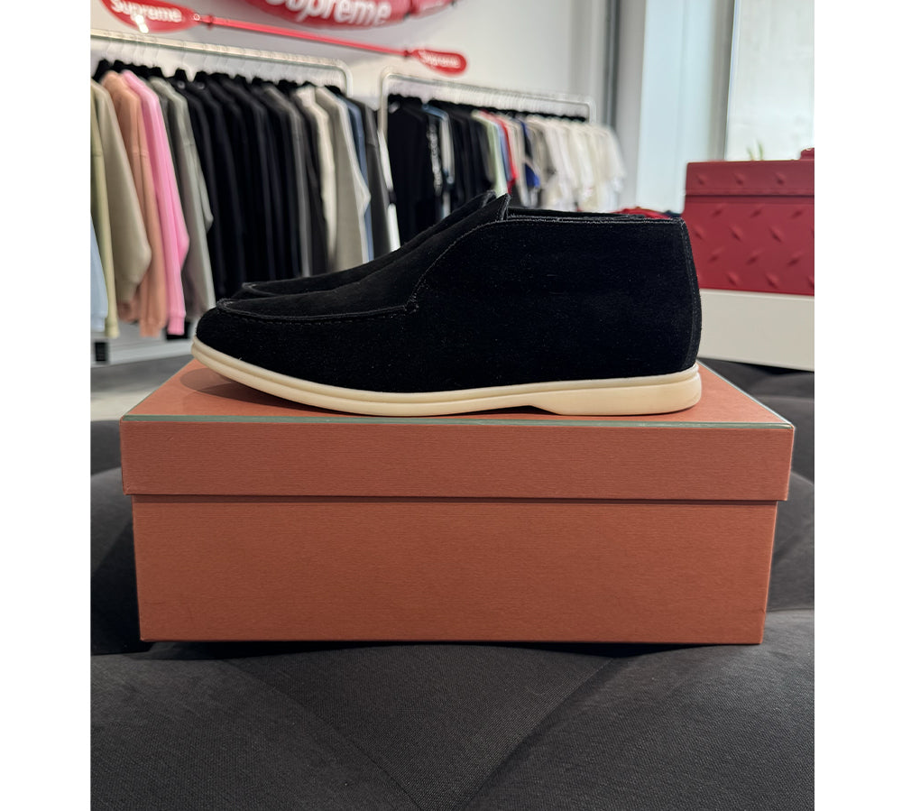 Loro Piana Open Walk Ankle Boot Suede Black (USADO) - 41