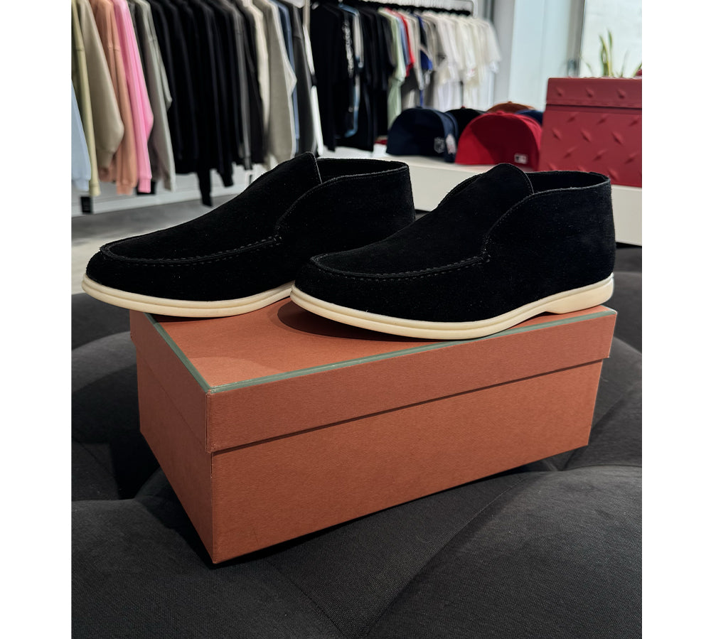 Loro Piana Open Walk Ankle Boot Suede Black (USADO) - 41