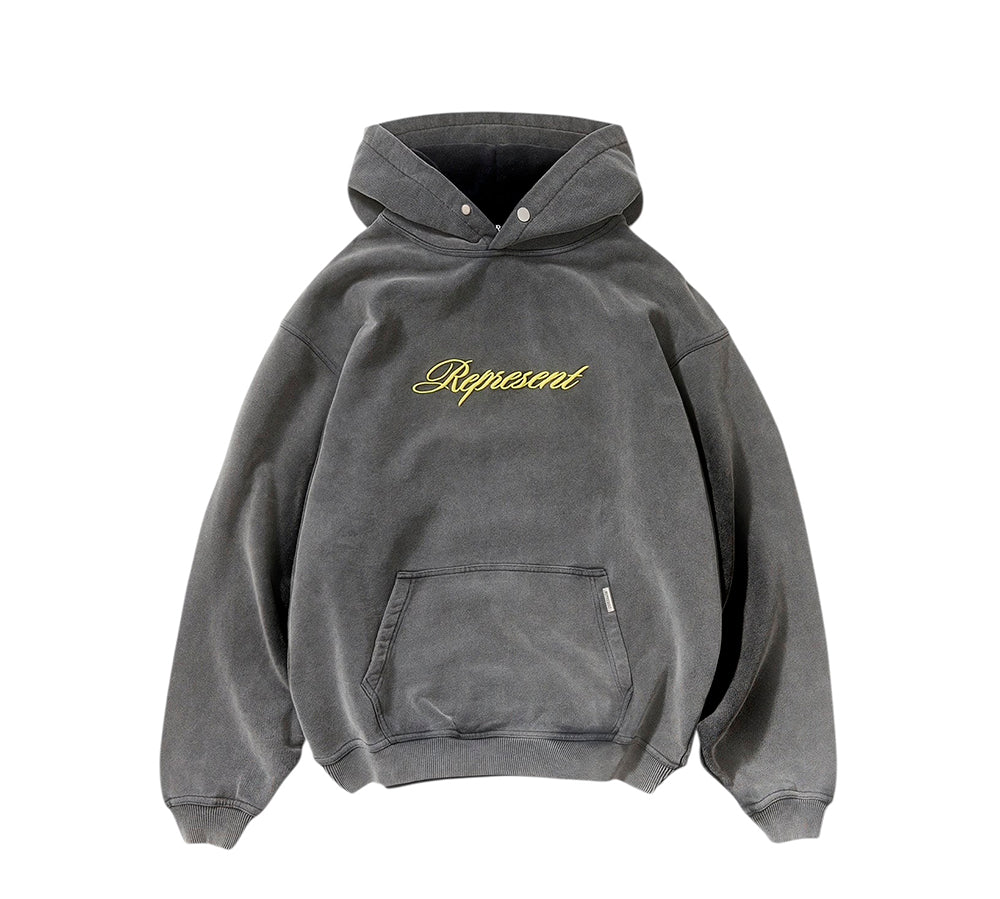 Represent Script Logo Hoodie - Vintage Grey