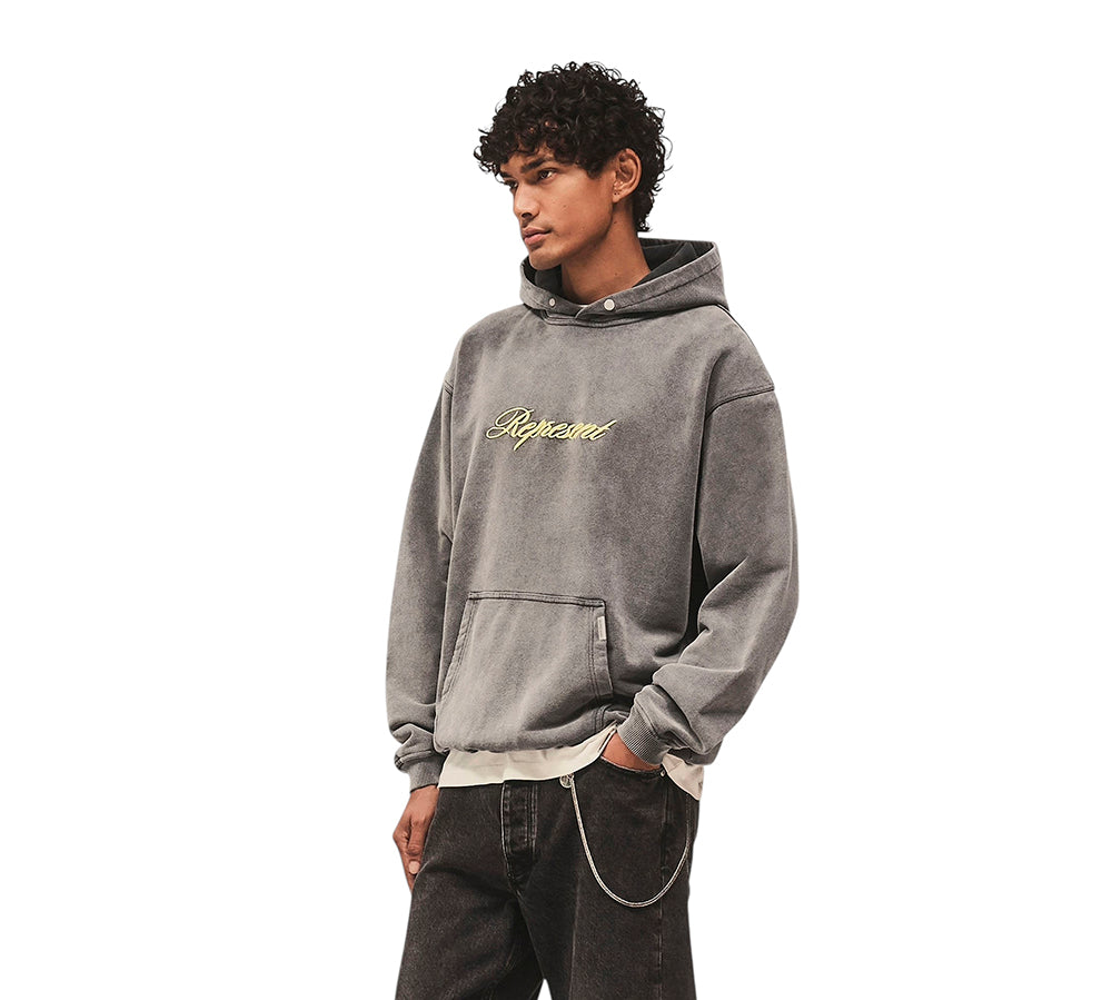 Represent Script Logo Hoodie - Vintage Grey