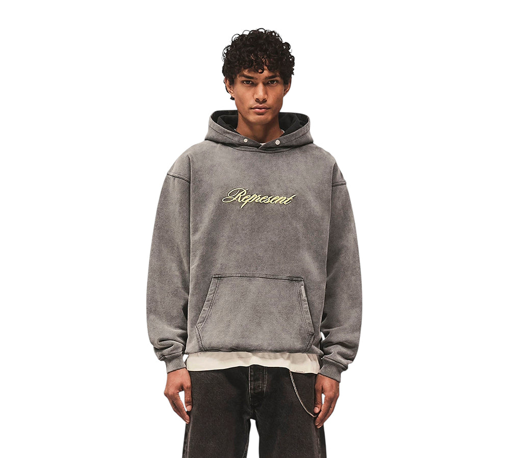 Represent Script Logo Hoodie - Vintage Grey