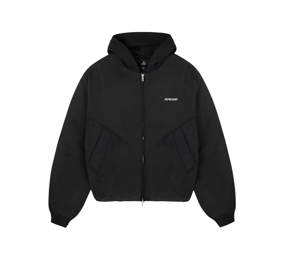 Represent Nylon Hooded Bomber Jacket - Black