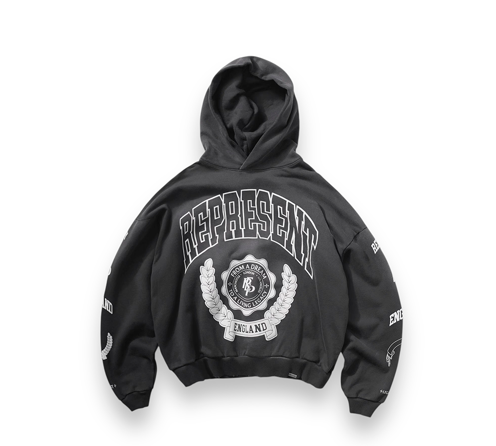 Represent Legacy Crest Hoodie - Stained Black
