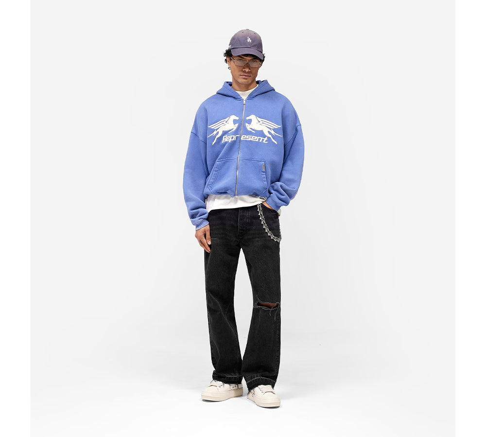 Represent Pegasus Zip Through Hoodie - Indigo