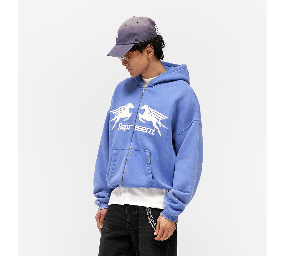 Represent Pegasus Zip Through Hoodie - Indigo