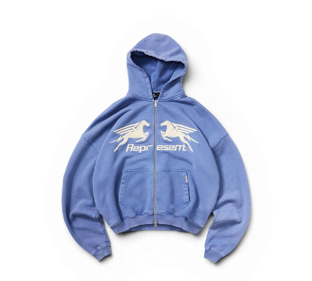 Represent Pegasus Zip Through Hoodie - Indigo