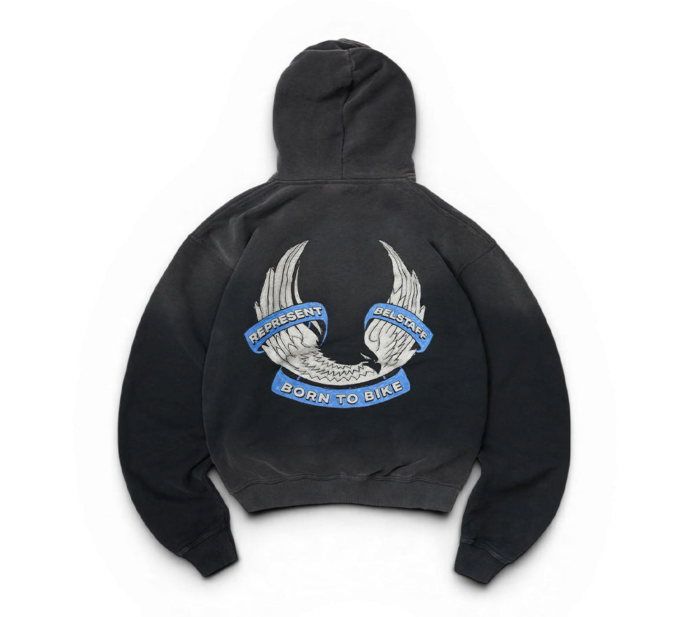 Represent X Belstaff Born To Bike Hoodie - Aged Black