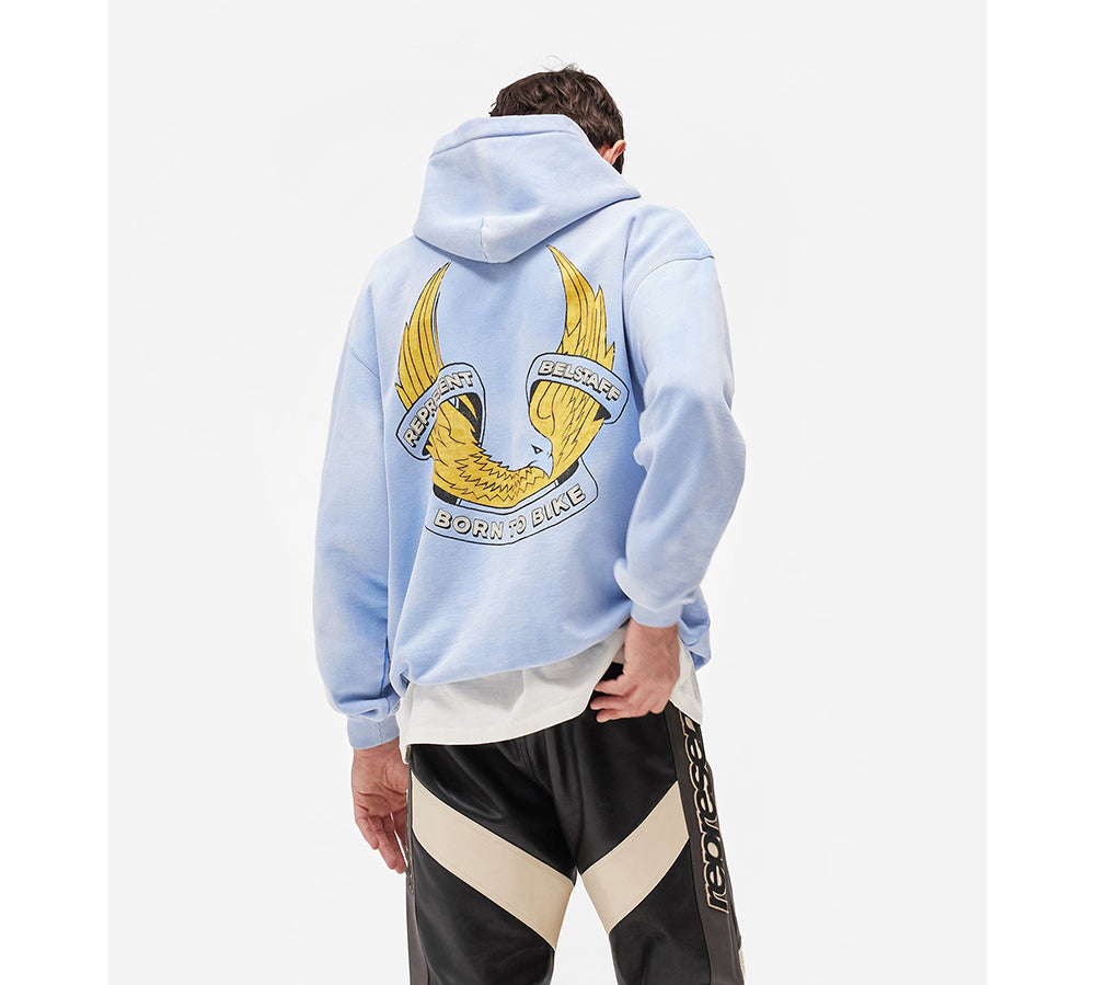 Represent X Belstaff Born To Bike Hoodie - Mid Blue