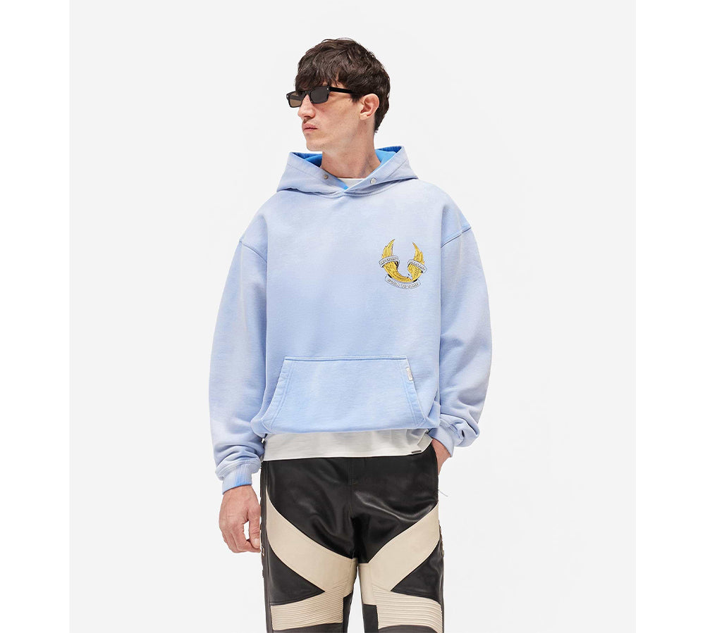 Represent X Belstaff Born To Bike Hoodie - Mid Blue