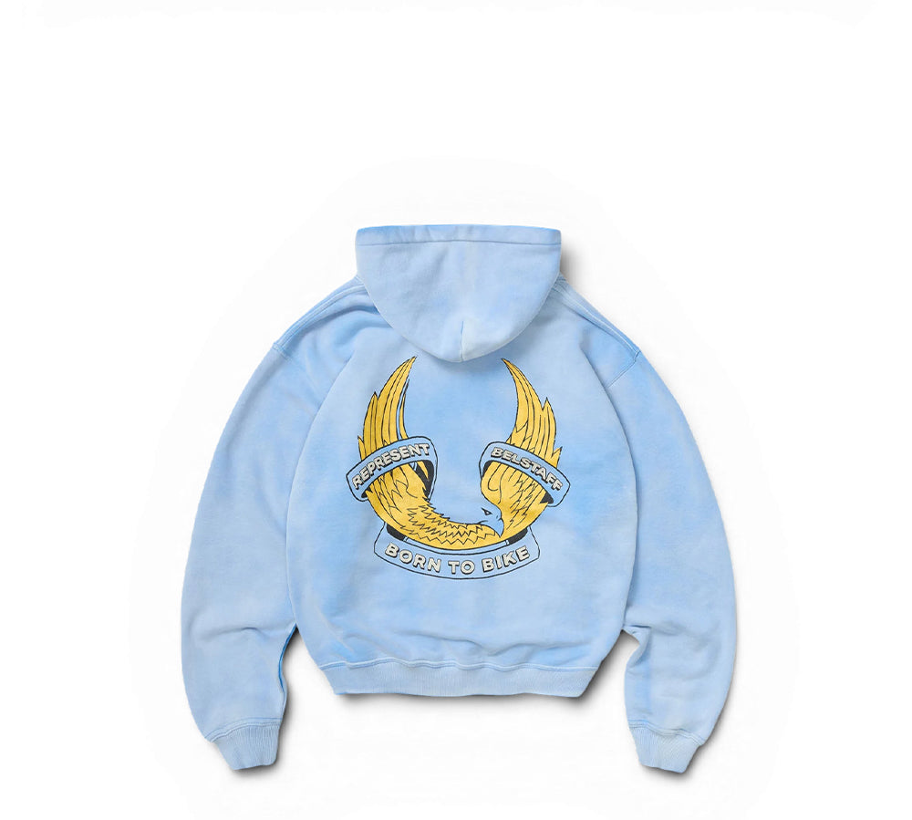 Represent X Belstaff Born To Bike Hoodie - Mid Blue
