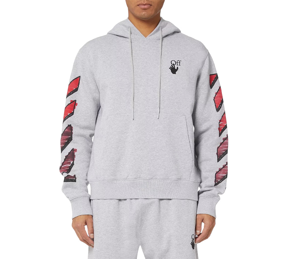 OFF-WHITE Marker Hoodie - Grey/Red