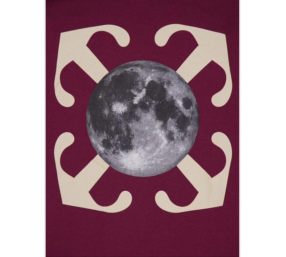 Off-White Moon Arrow Cotton Hoodie - Bordeaux