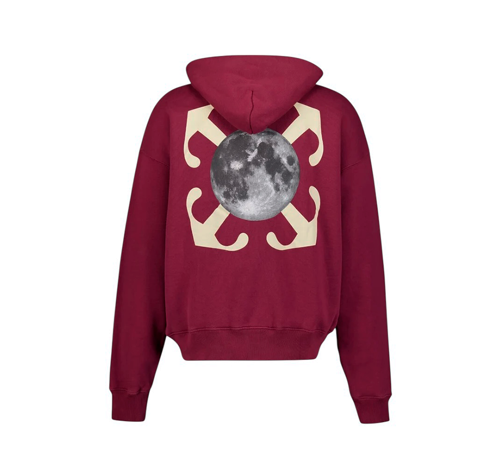 Off-White Moon Arrow Cotton Hoodie - Bordeaux