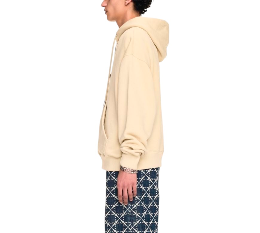 Off-White flocked-logo Hoodie - Beige