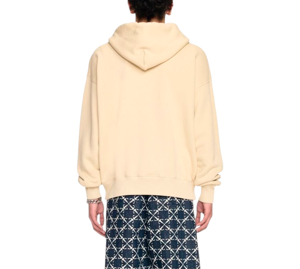 Off-White flocked-logo Hoodie - Beige