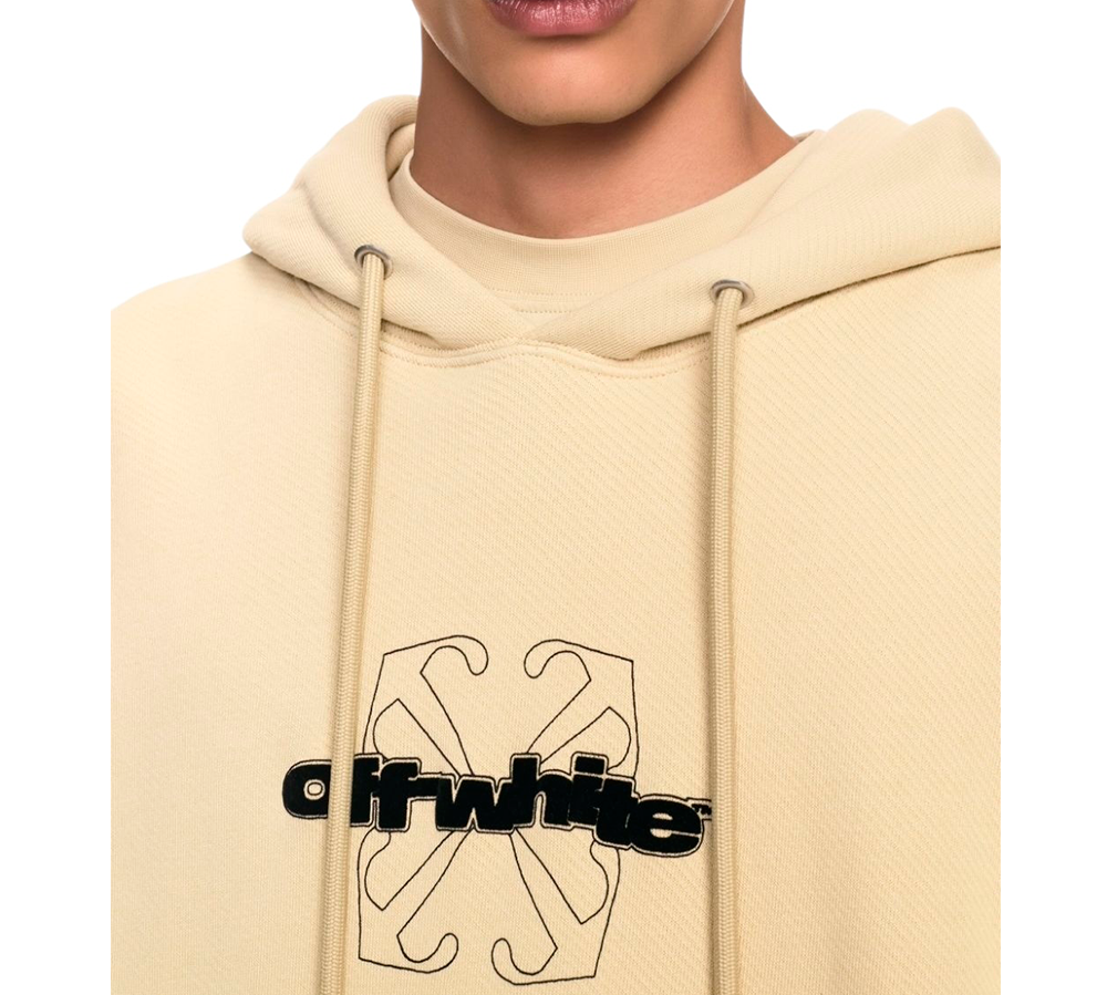 Off-White flocked-logo Hoodie - Beige