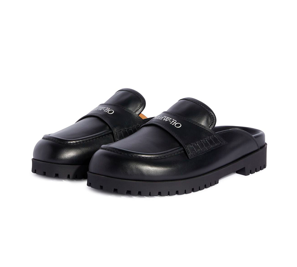 OFF-WHITE Black Leather O Slip-On Loafer