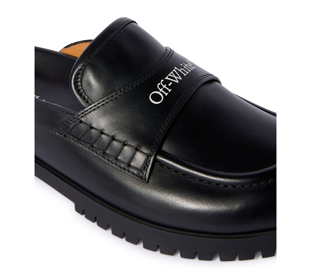OFF-WHITE Black Leather O Slip-On Loafer