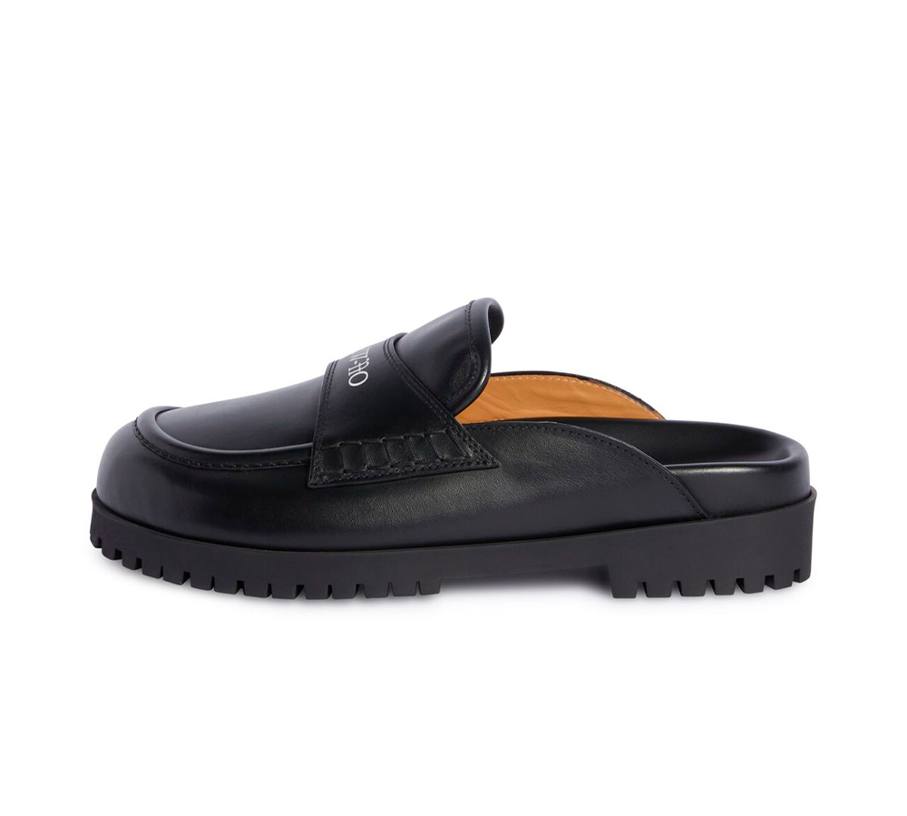 OFF-WHITE Black Leather O Slip-On Loafer