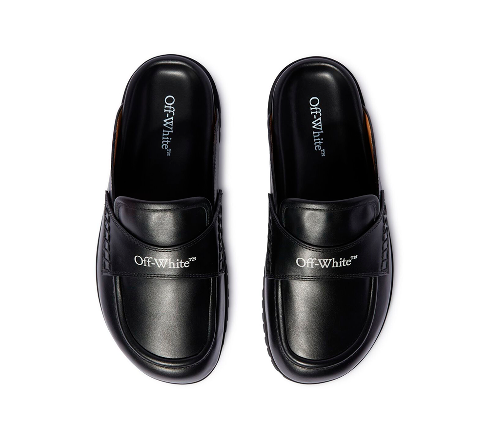OFF-WHITE Black Leather O Slip-On Loafer