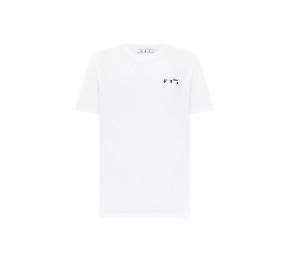 OFF-WHITE T-SHIRT WITH TEXTURED LOGO - WHITE