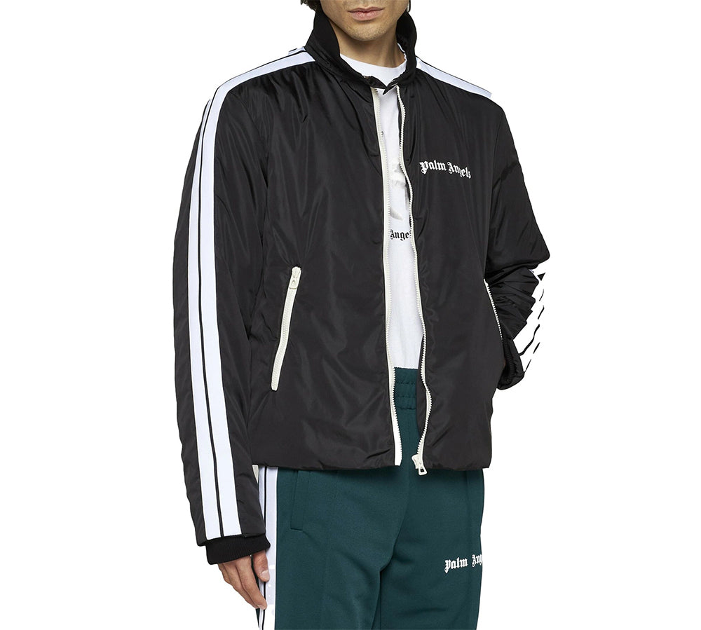 Palm Angels Lightweight Puffer Track Jacket - Black/White (USADO)