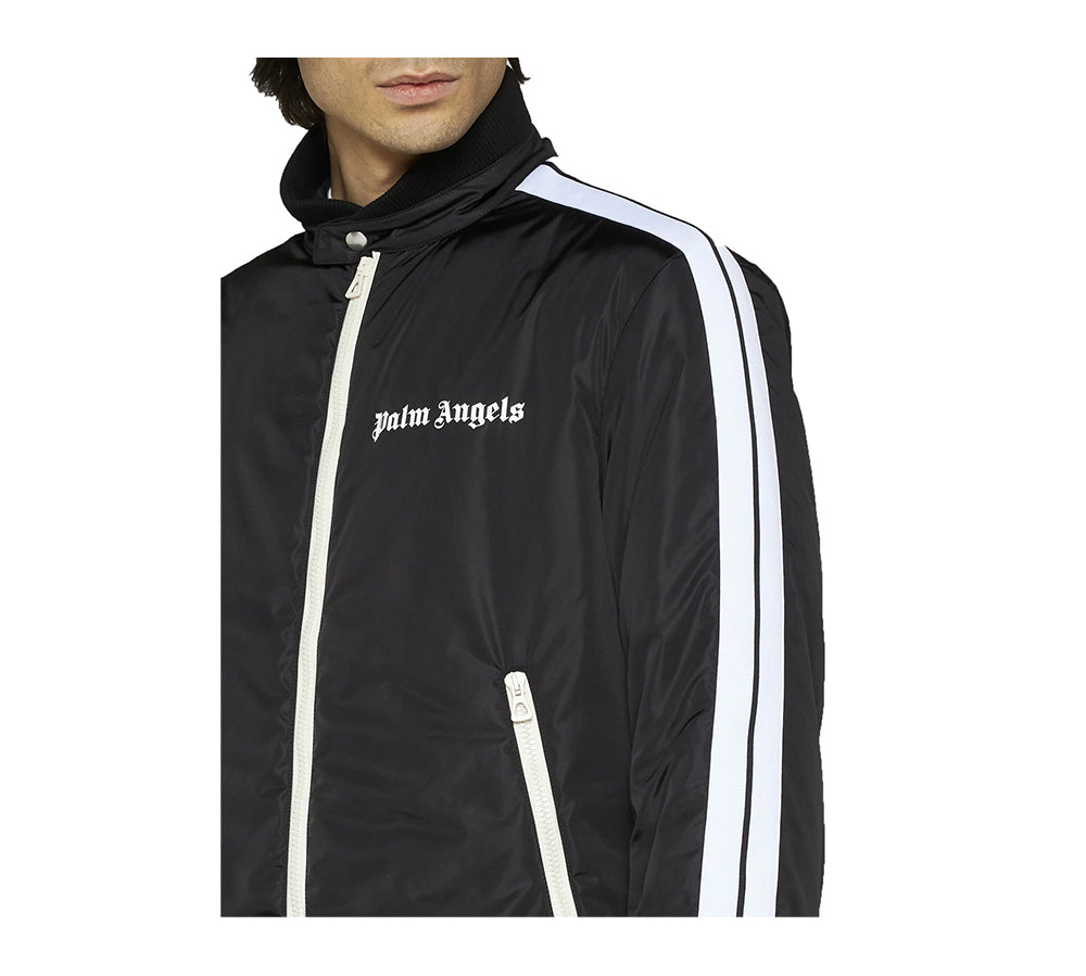 Palm Angels Lightweight Puffer Track Jacket - Black/White (USADO)